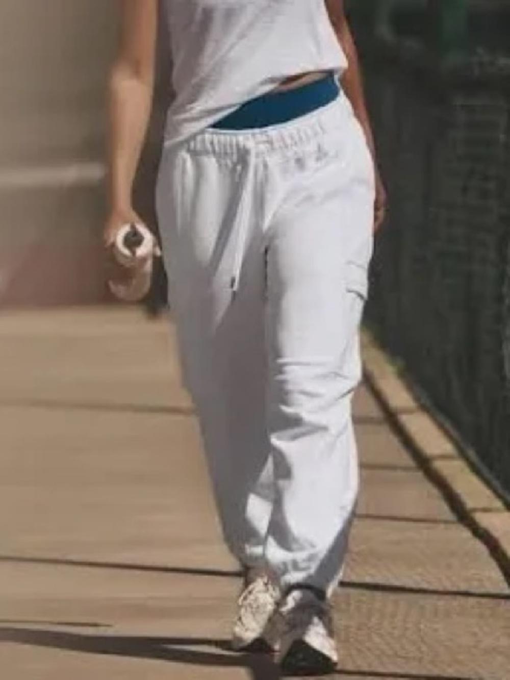 Athleta Heavy Weight Terry Cargo Jogger White $109 Retail NWT